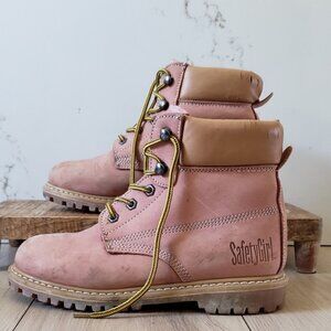 Safety Girl Work Boots Womens 8 Pink Leather Steel Toe Lightweight Comfortable